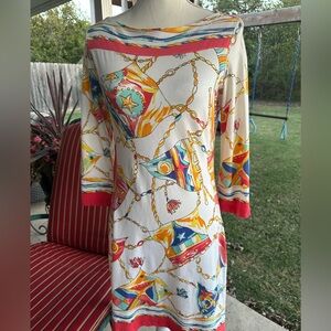 Barbara Gerwit Vibrant Long Sleeve Chain Print Dress